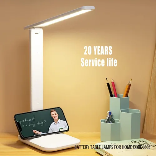 Vista 2 de Lámpara de escritorio LED recargable inalámbrica con batería de 4000 mAh, diseño ligero ultraportátil para oficina en casa, estudiantes y estudio