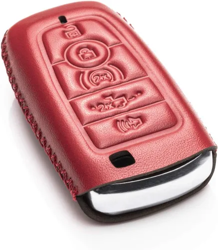 Vista 3 de Vitodeco Funda protectora de cuero para llavero inteligente compatible con Ford (modelos 2018 - 2026), 5 botones, color rojo