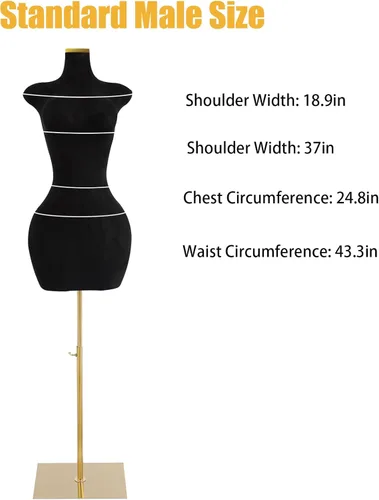 Vista 4 de Torso de maniquí femenino Forma de vestido de cuerpo ajustable Forma de vestido M-annequin para coser Altura ajustable de 59-83 pulgadas
