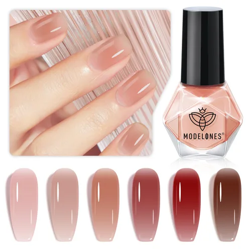 Vista 19 de modelones Esmalte de uñas, capa base 3 en uno, 0.5 onzas líquidas, fortalecedor de uñas transparente, secado rápido, larga duración, brillo