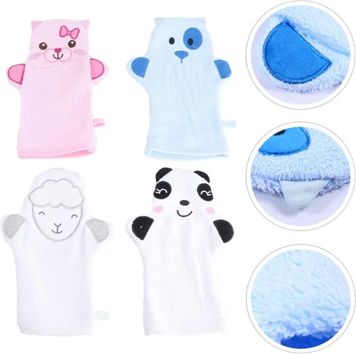 Vista 7 de FRCOLOR Guantes de baño para bebés, guantes de baño para bebés, esponja de baño para niños, toallas de baño para bebés, esponja de baño para bebés