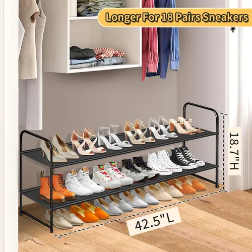 Vista 4 de SLEEPING LAMB Organizador de zapatos largo de 2 niveles y estantes de ropa resistentes