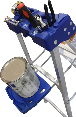 Vista 9 de LITE Escalera de aluminio de 4 pies con bandeja de herramientas, capacidad de carga de 250 libras, tipo I, LP-2111-04