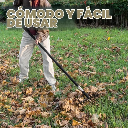 Vista 6 de Rastrillo de arco, rastrillo de jardín con mango ajustable de 68 pulgadas con 17 púas de acero, rastrillo de metal resistente de doble cara