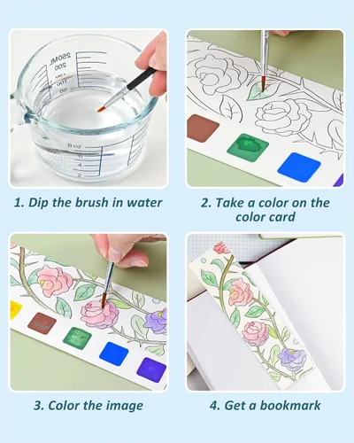 Vista 2 de Vileafy Libro de pintura de acuarela de flores de primavera para adultos y niños, pintura sin desorden con actividad artística acuática, diversión