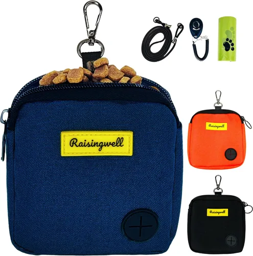Vista 10 de Bolsa de golosinas para perros Raisingwell para caminar y entrenar con clicker, bolsas para excrementos pequeñas, riñonera con cierre, kit de A1.