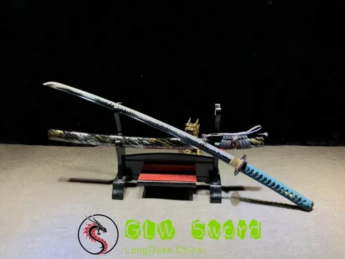 Vista 2 de Espada GLW 41 "Real Spring Steel Katana Full Tang Japón Samurai Espada Sharp Blade hecho a mano
