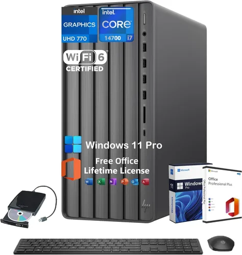 Vista 9 de HP Pavilion PC de escritorio, AMD Ryzen 7 5700G, 16 GB de RAM, SSD de 512 GB, Windows 11 Pro, conectividad Wi-Fi 5 y Bluetooth, 9 puertos USB, combo