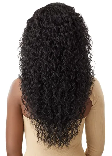 Vista 4 de Outre - Peluca con cierre de encaje 5X5 - Mezcla de cabello humano - Malasia profunda 26" (DR JENGIBRE MARRÓN)
