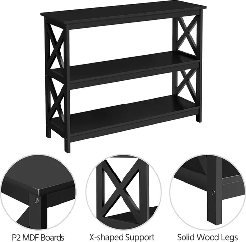Vista 6 de Yaheetech - Mesa consola con estantes de almacenamiento, mesa de entrada de 3 niveles, mesa lateral para sofá, estrecha y larga, estantería