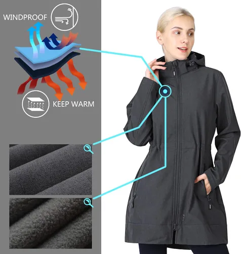 Vista 6 de Outdoor Ventures Caria Softshell - Cortavientos con capucha y forro polar para mujer