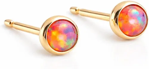 Vista 23 de Juego de aretes pequeños de oro con bisel, bola para cartílago, tragus, hélice, múltiples joyas hipoalergénicas de piedra natal para mujer