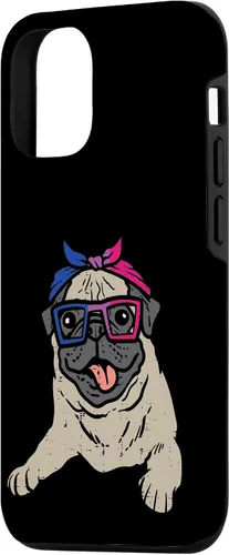 Vista 2 de iPhone 13 Pro Pug Dog Bandana LGBTQ Bisexual Flag Gay Pride Bi Dog Lover Case
