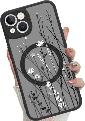 Vista 33 de Funda magnética para iPhone 17 Pro [compatible con MagSafe], bonita funda de moda con estampado de leopardo negro, translúcida, mate, parte trasera
