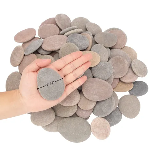 Vista 3 de Aproximadamente 100 piezas de rocas para pintar, 2.2"-3.5", planas, suaves - de río, para manualidades, piedras de bricolaje DIY, 18 libras