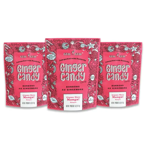 Vista 20 de Gem Gem Caramelos de jengibre masticables de sabor a limón, muestras de degustación de 1.25 oz