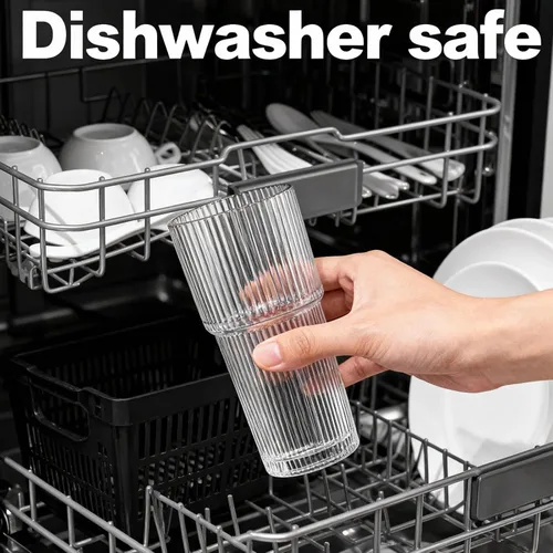 Vista 7 de Vaso de vidrio acanalado de 20 onzas, tazas de café helado con tapas y pajitas, vaso grueso reutilizable para llevar, ideal para café, batidos