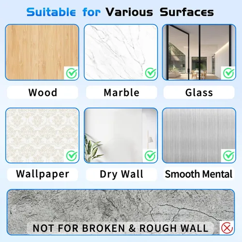 Vista 7 de 12 topes de puerta protectores de pared, protector de pared reutilizable para pomo de puerta, topes de puerta para pared con adhesivo