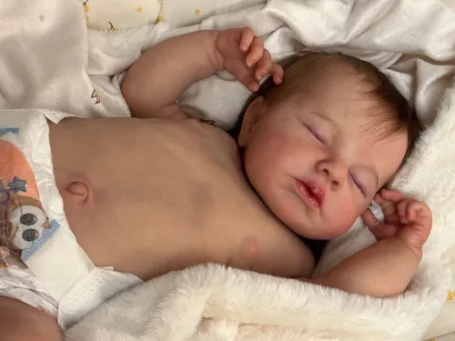Vista 2 de Angelbaby Muñecas de bebé Reborn de silicona de cuerpo completo Loulou de 20 pulgadas realista durmiendo recién nacido, muñeca recién nacida