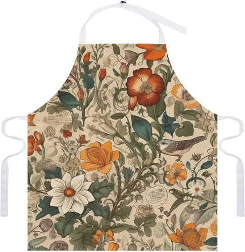 Vista 7 de Personalized Retro Pattern Adult Apron, Kitchen Cooking Aprons for Woman Man, Adjustable Bib Apron with Pocket for Baking, BBQ Crafting Outdoors