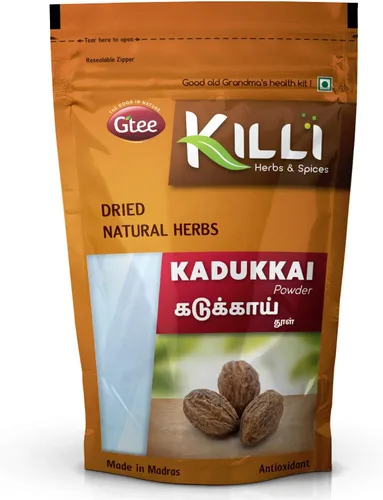 Vista 2 de KILLI Haritaki Kadukkai Myrobalan Karakkaya Terminales de la caja Harad Powder, 3.53 oz