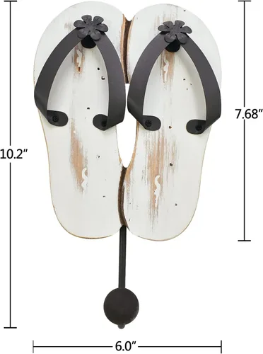 Vista 6 de Aecipl Ganchos de madera para colgar en la pared, decoración temática de playa, gancho para toallas para baño, dormitorio, piscina, decoración blanco