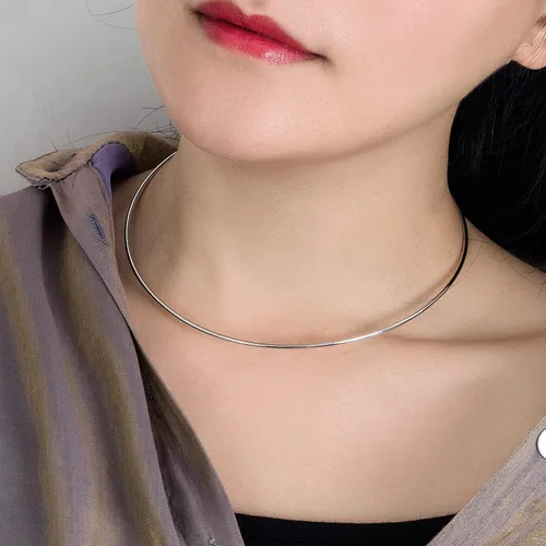 Vista 3 de Dankadi Collar de plata de ley 925 para mujer, collar de cúpula sólida de 0.079 in, simple moda dorada de 16 "18" 20 "+1.9 "longitud ajustable