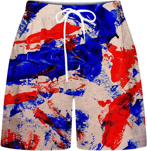 Vista 6 de Pantalones cortos para mujer del 4 de julio con estampado de la bandera estadounidense con cordón elástico en la cintura para fiesta en los Estados