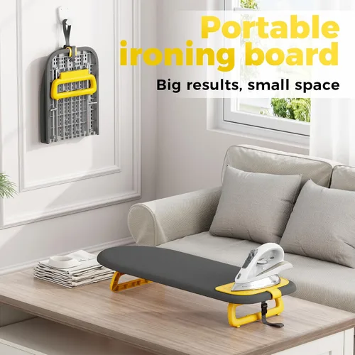 Vista 8 de KINGBOARD Tabla de planchar de mesa, pequeña tabla de planchar con alfombrilla de hierro, mini tabla de planchar plegable, fácil almacenamiento