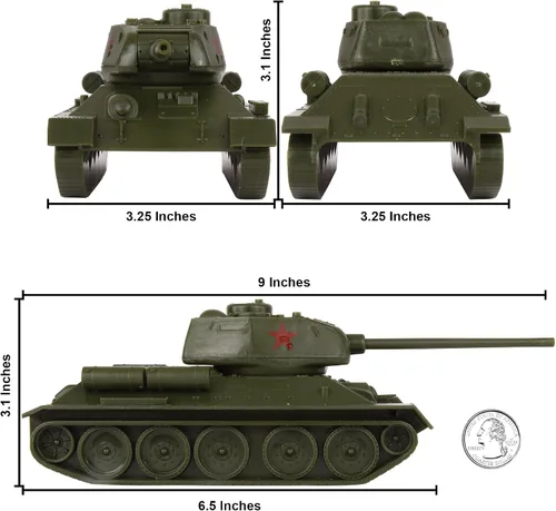 Vista 2 de BMC CTS WW2 Tanque soviético T-34 - Verde oliva 1:40 Vehículo del ejército de plástico T34 ruso