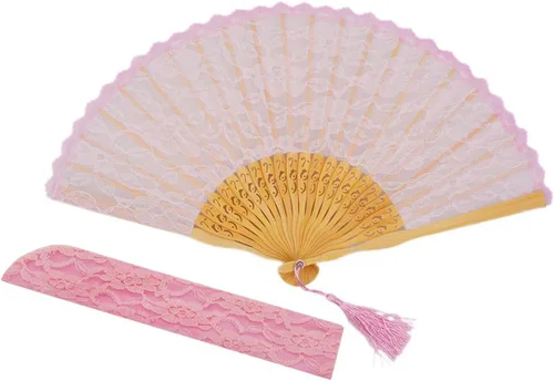 Vista 10 de Chino/japonés vintage retro estilo bambú madera seda plegable ventilador de mano para las mujeres 9.1 in