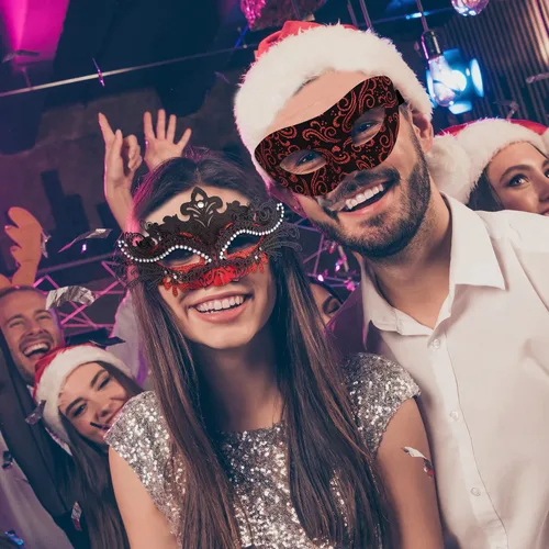 Vista 7 de SIQUK Máscaras de máscaras de metal veneciano para parejas, máscara de disfraz de Halloween, máscara de Mardi Gras para parejas, mujeres y hombres