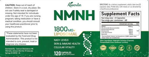 Vista 8 de NMNH 1800mg Suplemento liposomal NAD+, alternativa NMNH NMN con ribósido de nicotinamida y resveratrol, refuerzo NAD para energía celular, apoyo