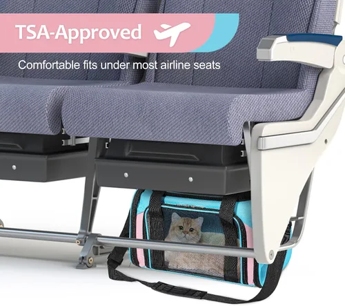 Vista 3 de Discala Transportador para perros y gatos de hasta 15 libras, aprobado por la aerolínea TSA, para gatos pequeños y medianos, cachorros