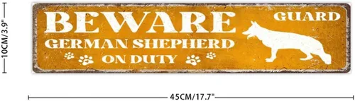 Vista 3 de Beware Guard Dogs on Duty Funny Wall Décor Wood Sign 4x18 Inch Dog Breed Dog Child Animal Farmhouse Wall Art Wood Plaque with Sayings Home Decor for