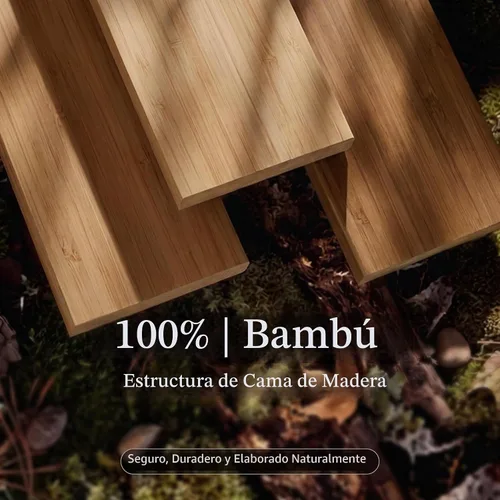 Vista 5 de PRAISUN Marco de cama Queen de madera de bambú con estación de carga y Espresso