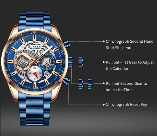 Vista 6 de FANMIS Reloj de pulsera de cuarzo analógico de acero inoxidable impermeable para hombre