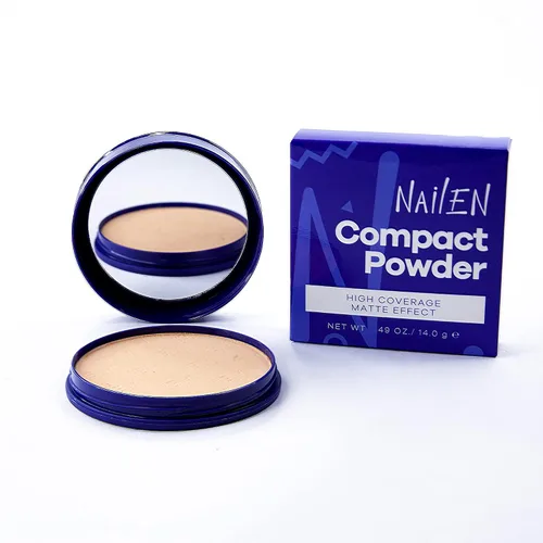 Vista 2 de Nailen Base de maquillaje compacta en polvo con acabado mate, control de brillo, cobertura completa, ideal para todo tipo de piel y aspecto de cara