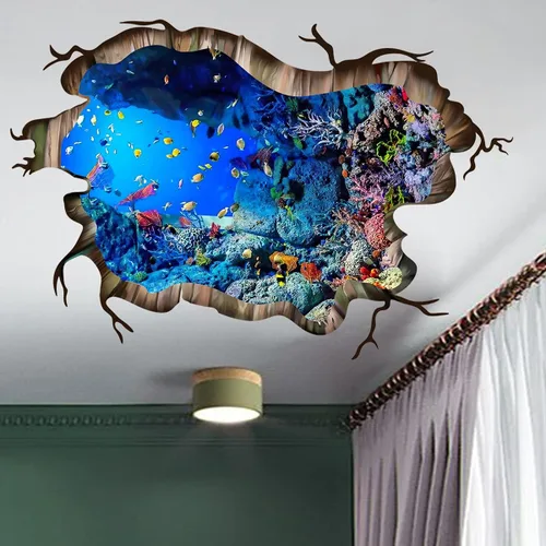 Vista 7 de Pegatinas de pared 3D bajo el mar del mundo submarino