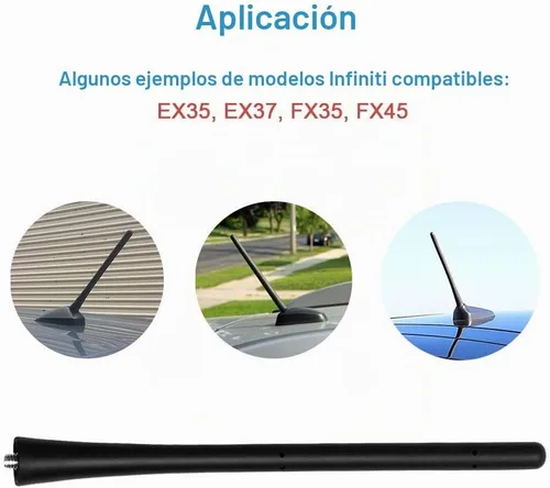 Vista 5 de Antena para Infiniti JX35 FX37 QX60 QX70 EX35 EX37 FX35 FX45, Antena Corta de Reemplazo Infiniti, Antena Trasera de Goma Infiniti de 7 Pulgadas