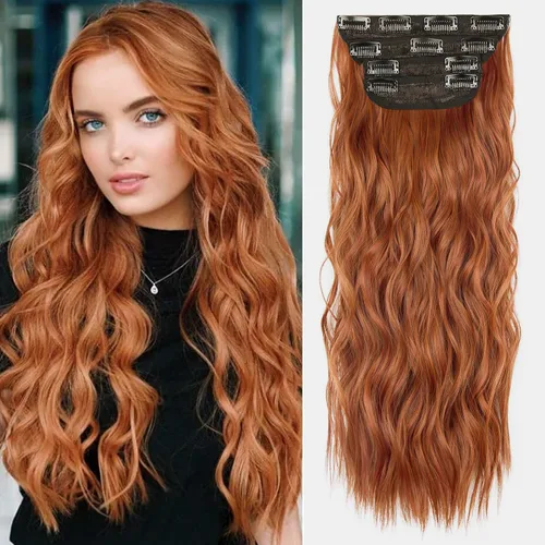 Vista 35 de Extensiones de cabello lacio con clip, suaves y gruesas (20 pulgadas, 4 unidades, 16H613#)