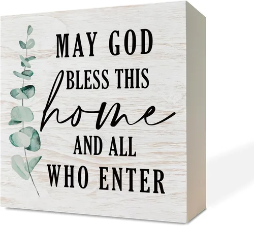 Vista 36 de Letreros de madera cristianos, letreros de madera con versículos bíblicos 1 Corintios 13:4-8, letreros de caja para decoración de mesa, decoración
