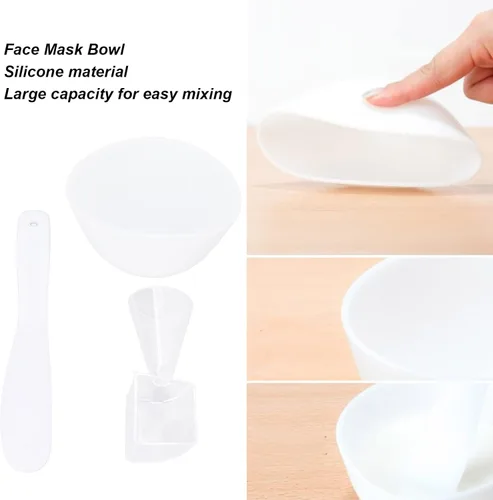 Vista 3 de ZJchao Juego de tazones para mezclar mascarillas faciales, juego de tazones de máscara facial, tazones para mezclar, kit de espátula, cuchara