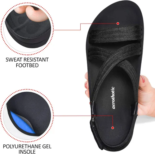 Vista 5 de AEROTHOTIC Sandalias para caminar para mujer, con soporte de arco, ligeras, deportivas, ajustables, con correa trasera, para invierno, senderismo