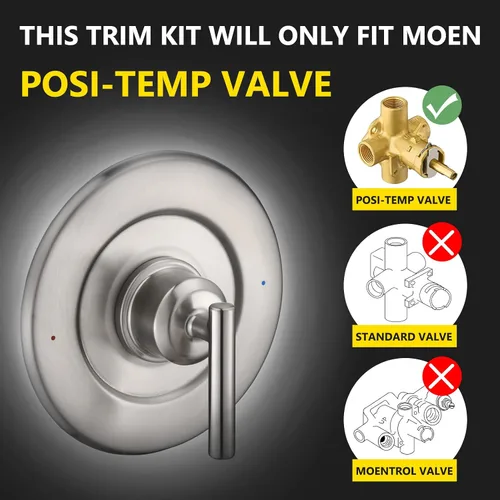 Vista 2 de Reemplazo para el kit de ajuste de válvula Posi-Temp Gibson T2901BN de Moen, níquel cepillado