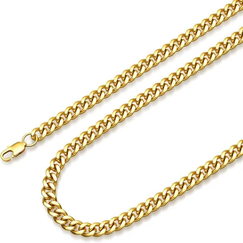 Vista 9 de Jstyle 3.5mm Gold/Silver/Black Tone Stainless Steel Cuban Chain Necklace negro (Black Tone)
