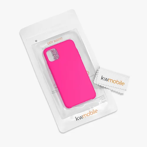 Vista 7 de kwmobile Funda compatible con Apple iPhone 11 - Funda de silicona TPU con acabado suave - Rosa neón