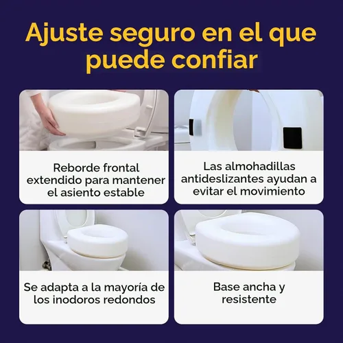 Vista 3 de AquaSense Elevador de asiento de inodoro portátil de 4 pulgadas, asiento