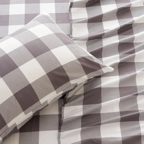 Vista 2 de Juego de sábanas de microfibra estampada de 3 piezas tamaño individual - Sábanas y fundas de almohada cepilladas ultra suaves - Resistentes a las 21