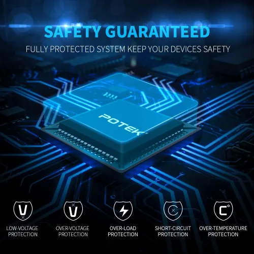 Vista 4 de POTEK - Inversor de corriente para automóvil de 500W, DC 12V a AC 110V, con 2 tomas de corriente AC y puerto USB de 2A